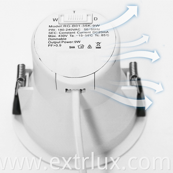 Backside tri-color dial code anti-glare downlight with plug